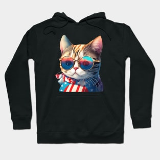 Cool American Patriotic Cat Hoodie